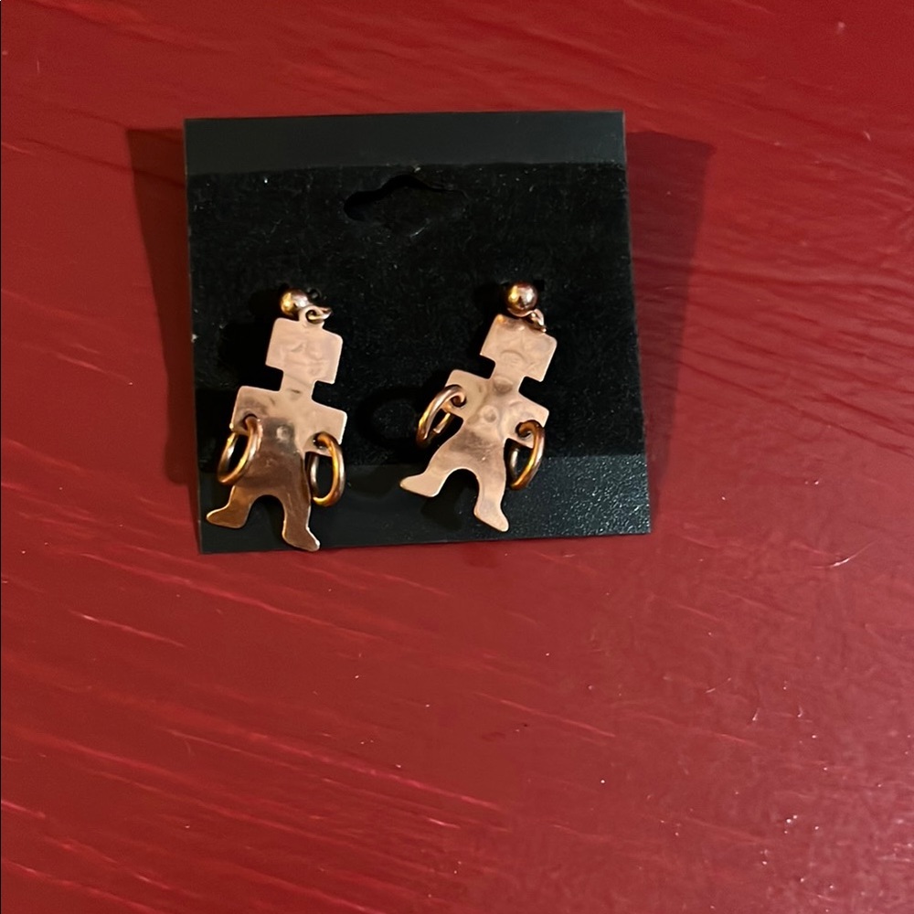 Gold Robot Earrings